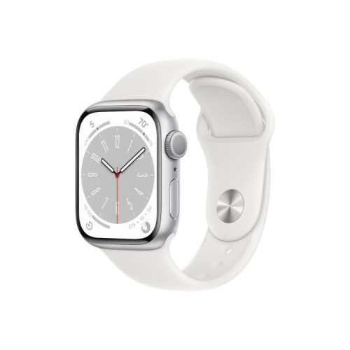 Apple Watch Series 8 GPS 41mm Ezüst Aluminium tok Fehér sportszíjjal
