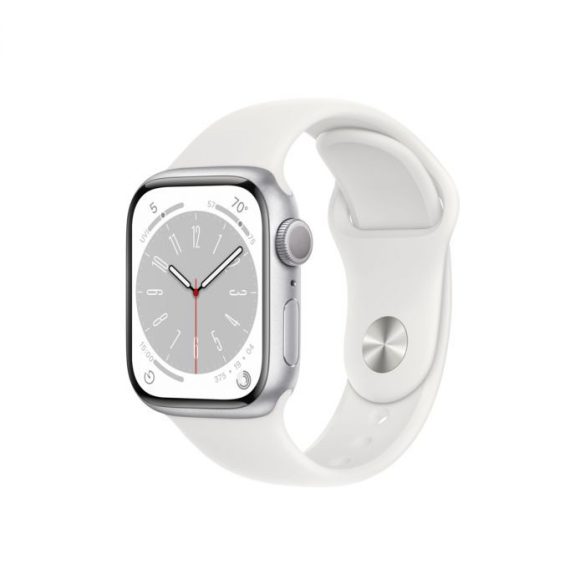 Apple Watch Series 8 GPS 41mm Ezüst Aluminium tok Fehér sportszíjjal