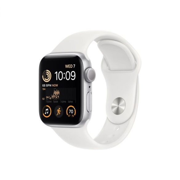 Apple Watch SE (2022) GPS 40mm Ezüst Aluminium tok Fehér sportszíjjal